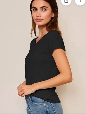 Sundry Rolled Sleeve Tee Black Sz M Like New